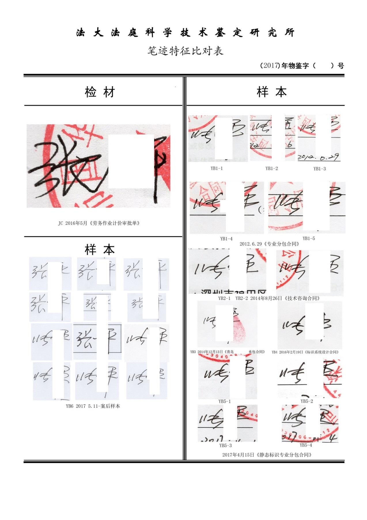法大法庭科学技术鉴定研究所对一起买卖合同纠纷中涉及的笔迹鉴定